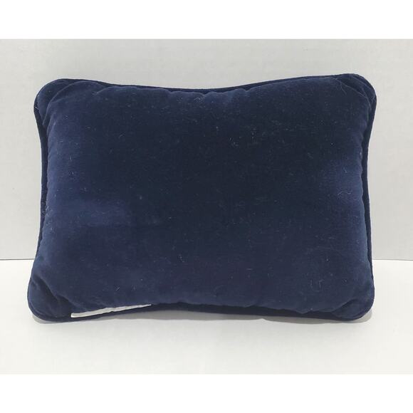 Mini Needlepoint Believe Holiday Accent Pillow Blue Velour Back NO TAG 8"x6" - Picture 4 of 9